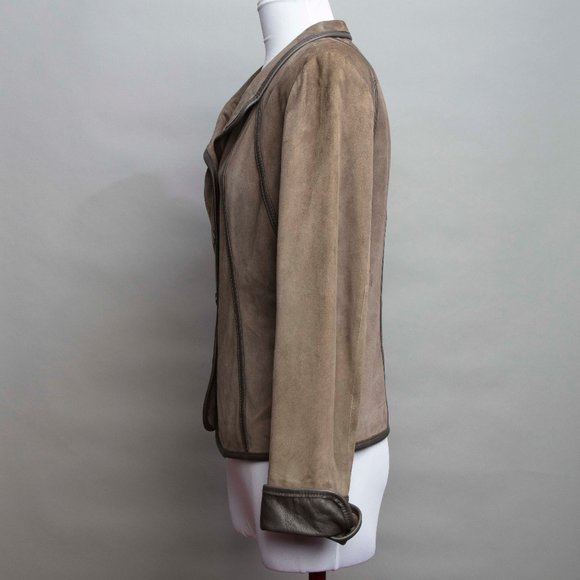 Classiques Entier Brown Gray Leather Jacket - Picture 4 of 9